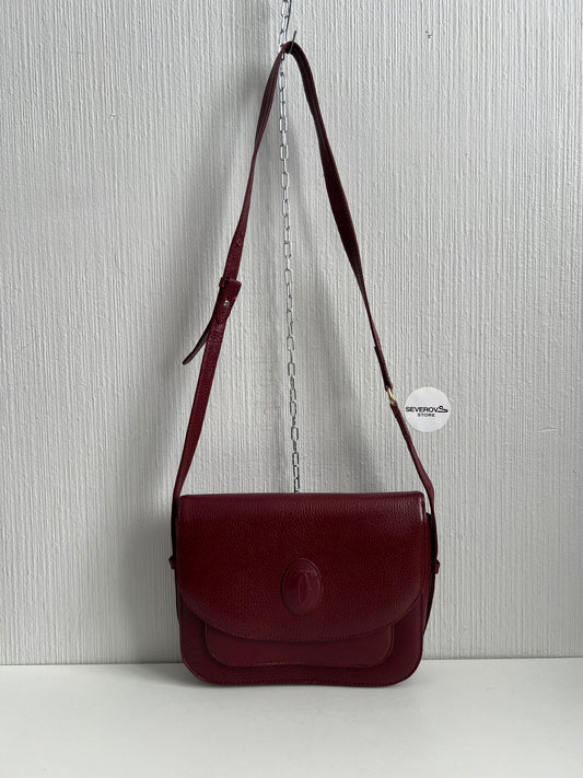 Cartier Vintage Burgundy Leather Shoulder Bag