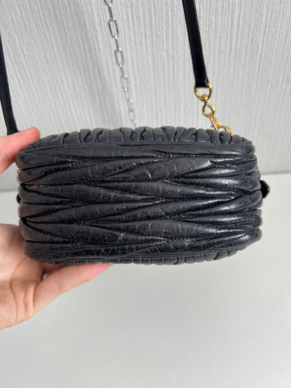 Miu Miu Black Matelasse Leather Crossbody Bag