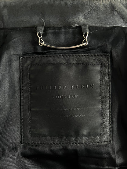 Phillip Plein Fitted Lamb Leather Biker Jacket