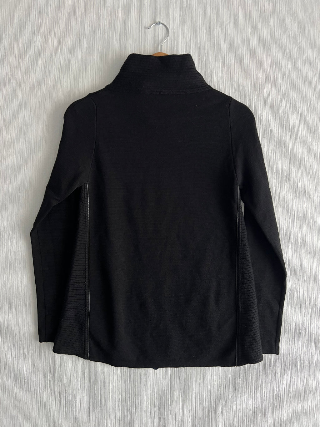 Moncler Logo Black Wool Zip Cardigan