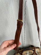 Burberry's Haymarket Check Leather-Trimmed Handle Bag