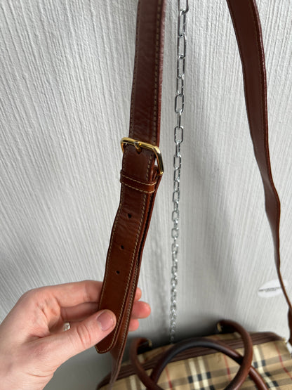 Burberry's Haymarket Check Leather-Trimmed Handle Bag