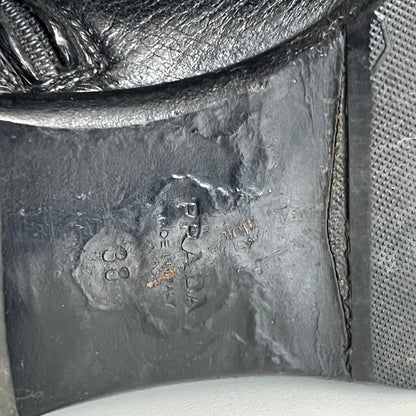 Prada Cervo Logo Knee High Black Leather Riding Boots