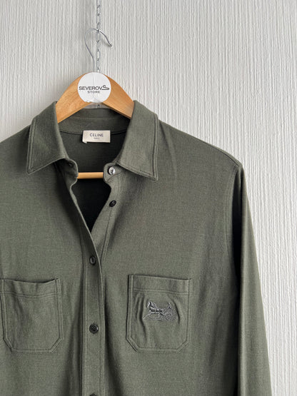 Céline Horse Carriage-embroidered Cashmere Shirt