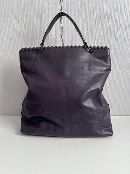 Bottega Veneta Purple Intrecciato Leather Tina Top Handle Bag