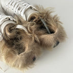 Gucci White Leather Fur Lined Ace Sneakers