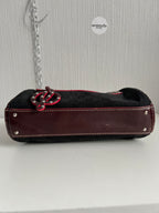Loewe Black Canvas Anagram Brown Leather Shoulder Bag
