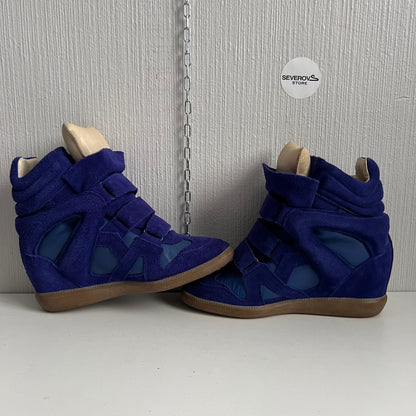 Isabel Marant Bekett Blue Suede Leather Sneakers Womens Shoes