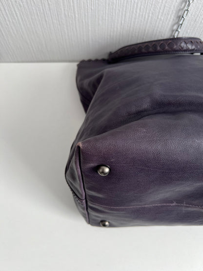 Bottega Veneta Purple Intrecciato Leather Tina Top Handle Bag