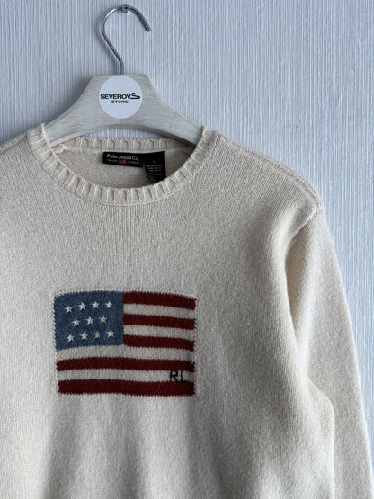 Polo Ralph Lauren American Flag Cream Wool Sweater
