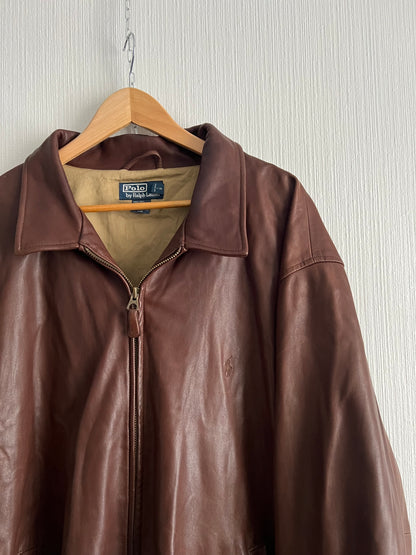 Polo Ralph Lauren Brown Leather Harrington Jacket