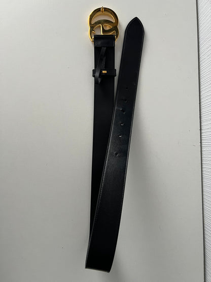 Gucci GG Marmont Double Interlocking G Buckle Leather Black Belt