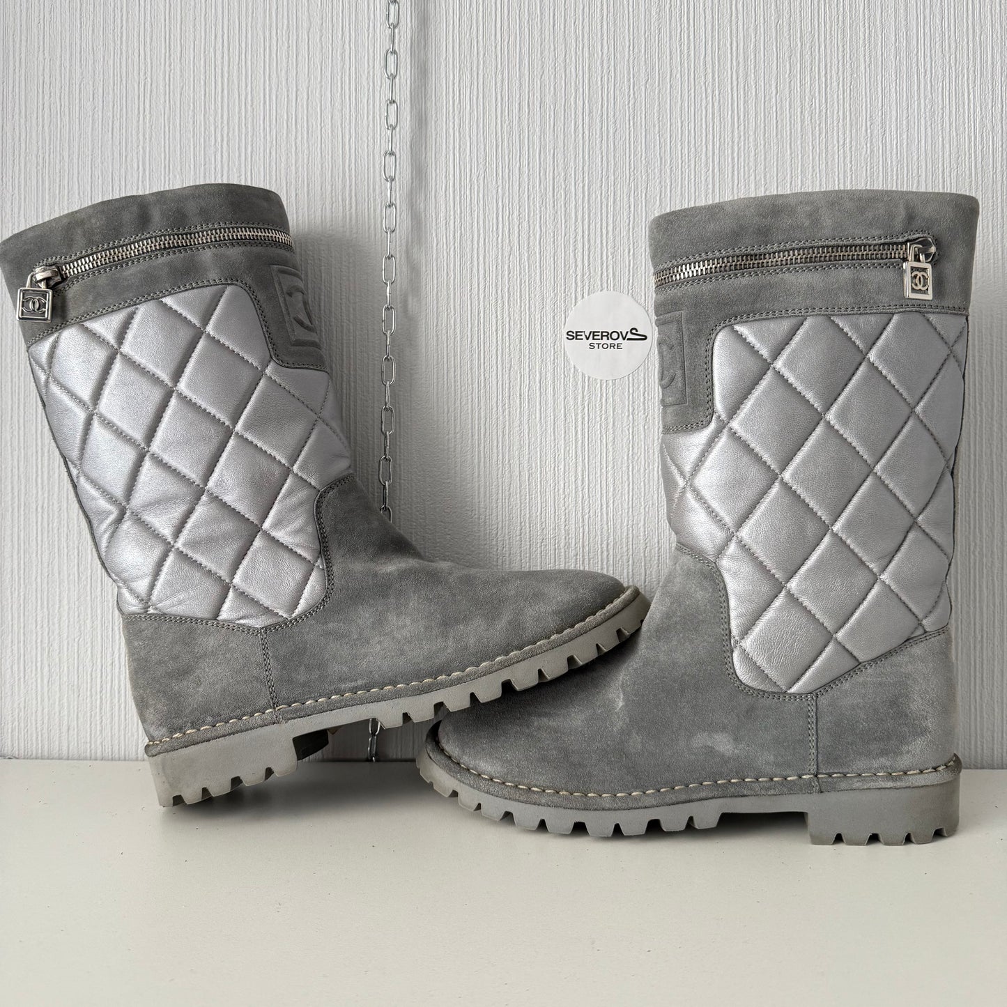 Chanel Black Suede Leather Coco Cocoon Boots by Karl Lagerfeld