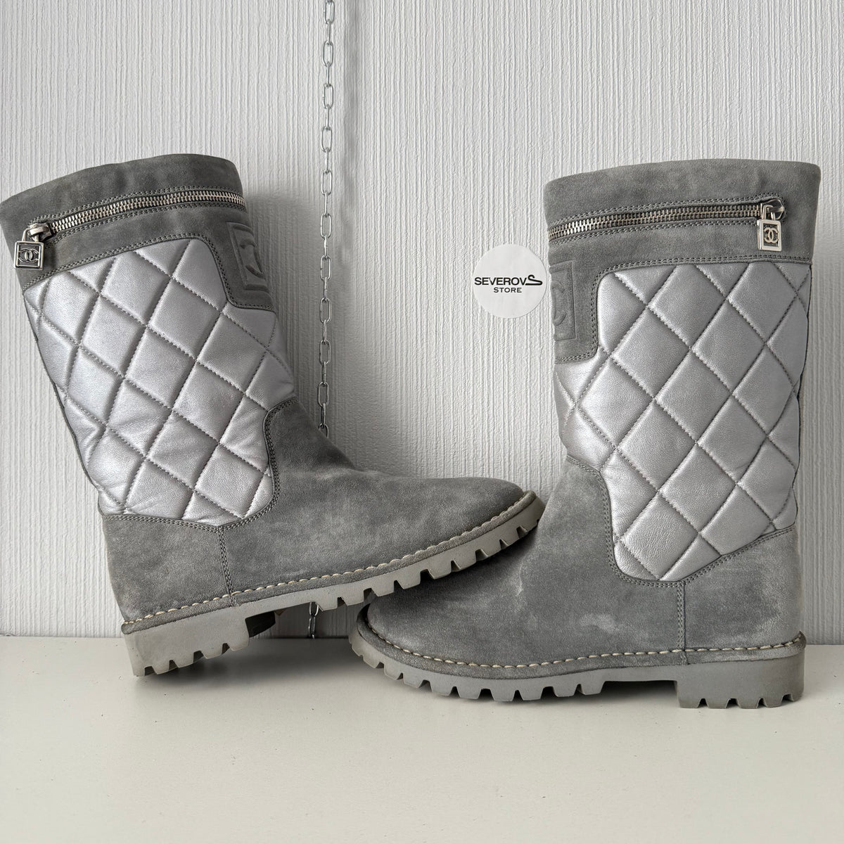 Chanel Black Suede Leather Coco Cocoon Boots by Karl Lagerfeld