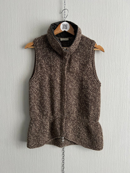 Brunello Cucinelli Cashmere Brown Vest Knit Sweater Gilet