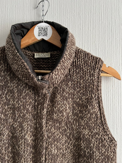 Brunello Cucinelli Cashmere Brown Vest Knit Sweater Gilet