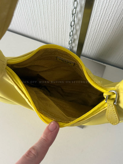 Prada Re-edition 2000 Nylon Shoulder Bag In Yellow