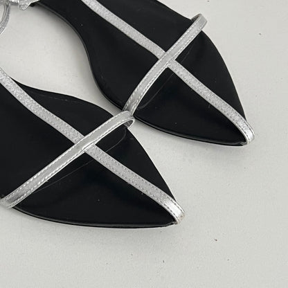 Jil Sander Metallic T-Strap Flat Sandals