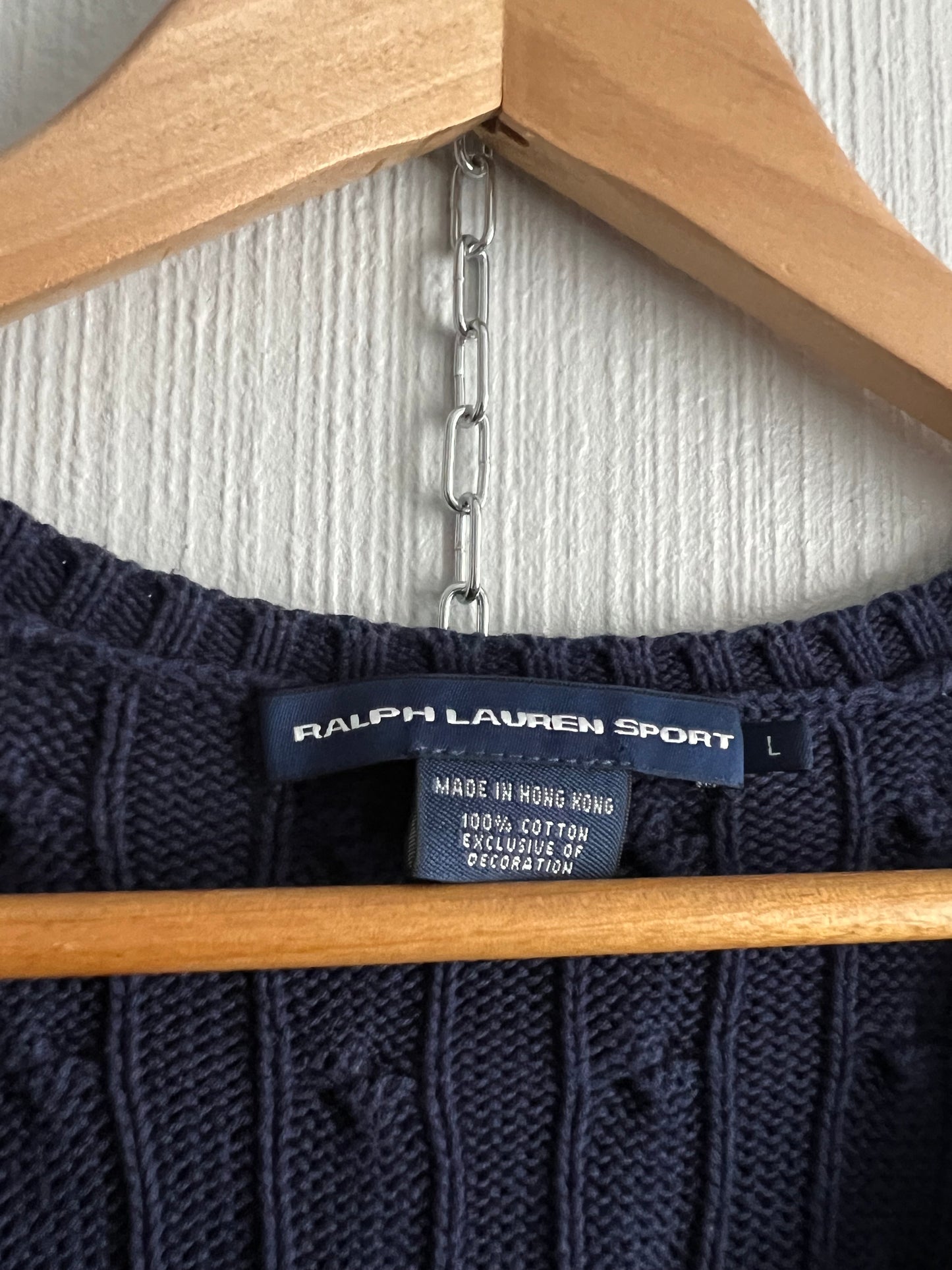 Ralph Lauren Sport Cable Knit Navy Cotton Sweater