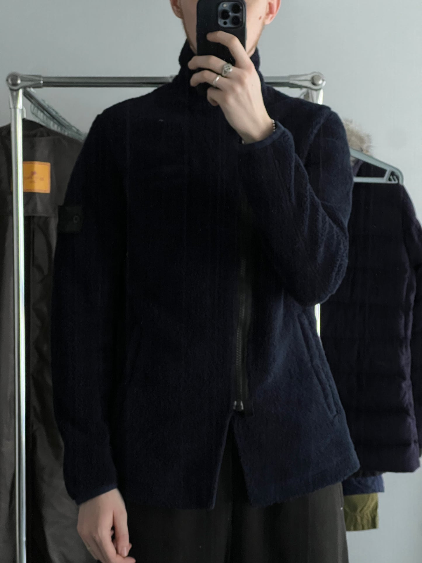 Stone Island Shadow Project AW17 Navy Teddy Fleece Zipped Blazer