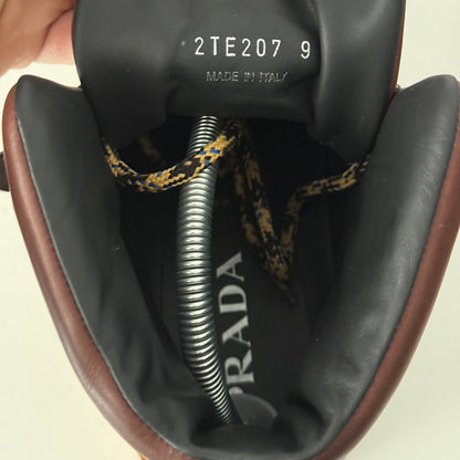 Prada Hike Laced Boots in Brown Leather