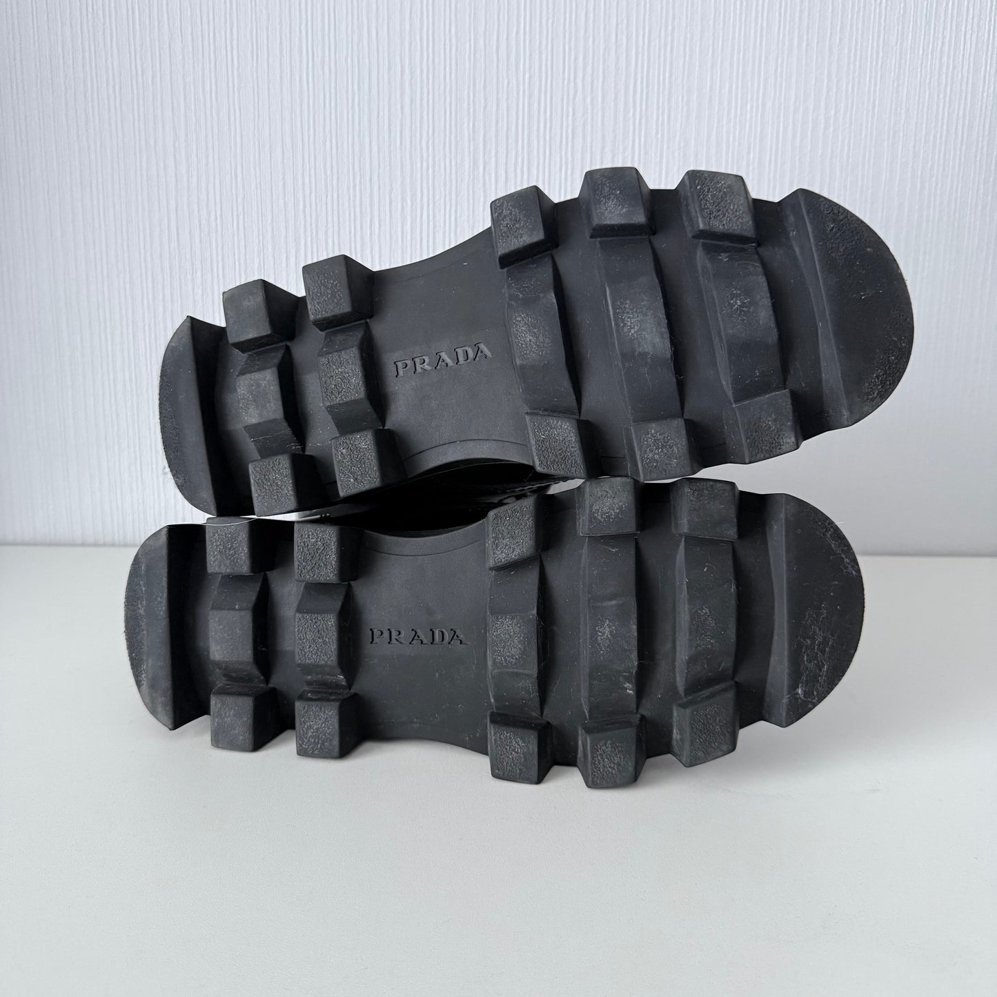 Prada Men's Black Leather Combat Boots