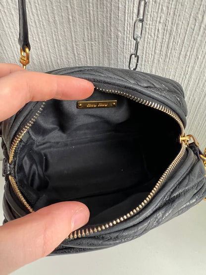 Miu Miu Black Matelasse Leather Crossbody Bag