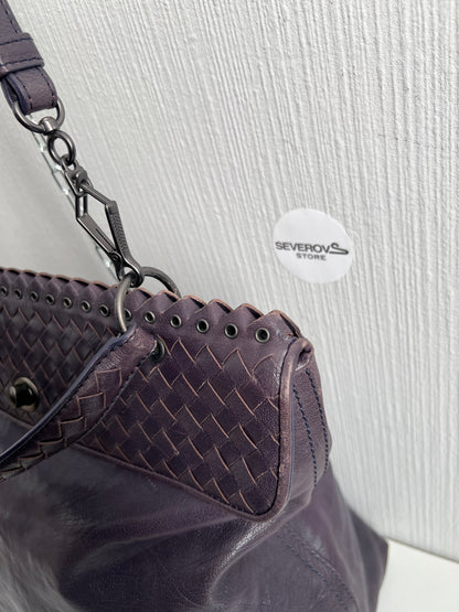 Bottega Veneta Purple Intrecciato Leather Tina Top Handle Bag
