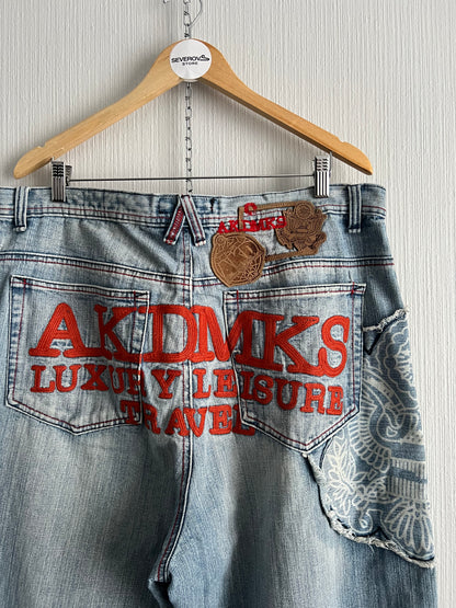 Akademiks Embroidered Baggy Denim Pants Mens Jeans