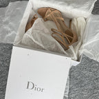 Dior Beige Patent Leather Double Strap Sandals