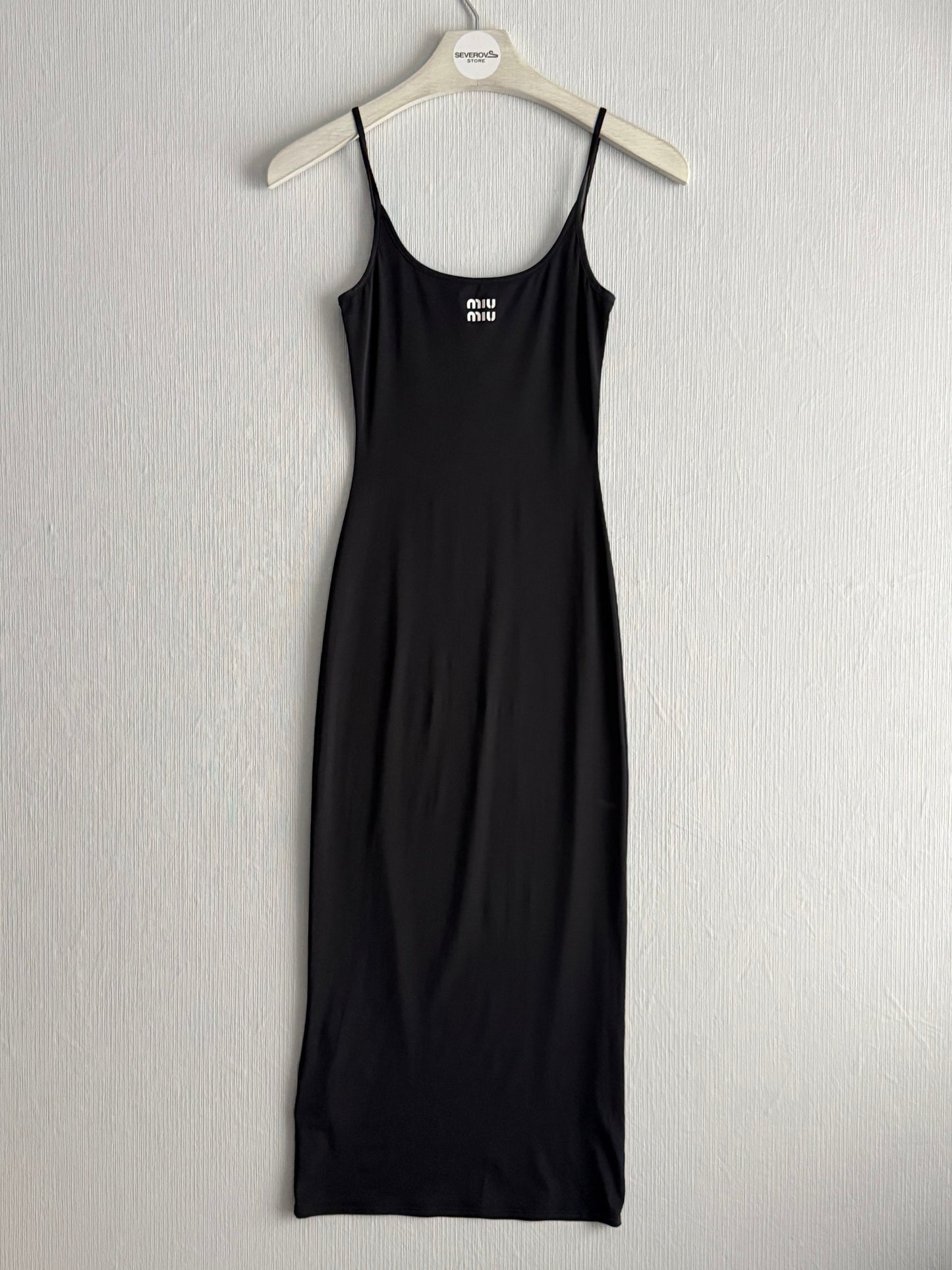 Miu Miu Logo-print Stretch Jersey Midi Dress