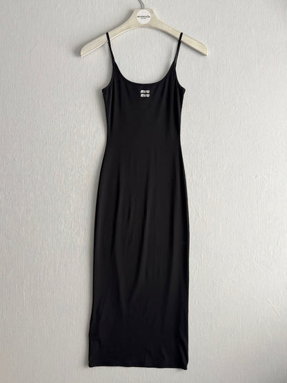 Miu Miu Logo-print Stretch Jersey Midi Dress