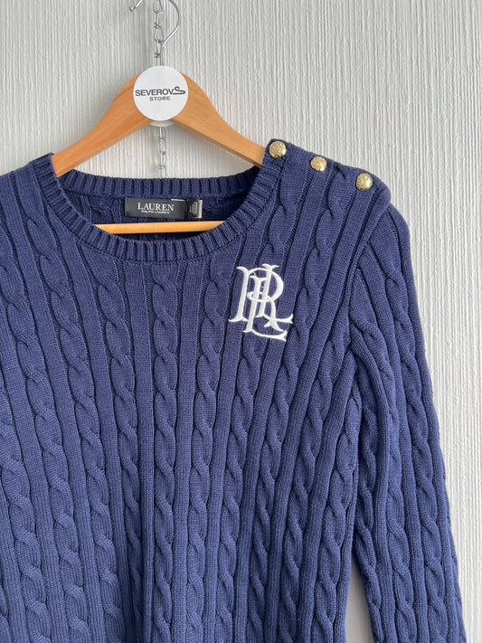 Lauren Ralph Lauren Button-Trim Cable Knit Womens Jumper