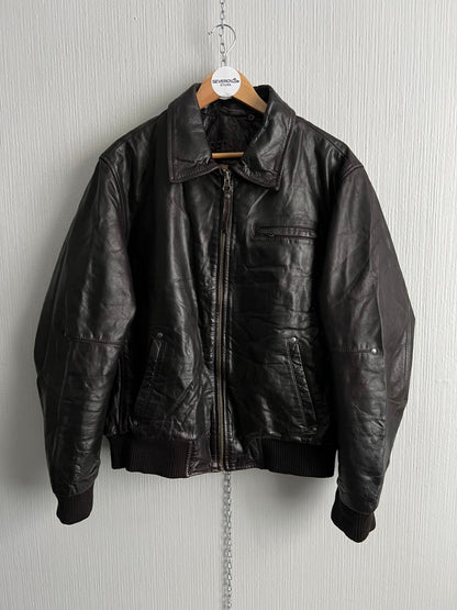 Redskins Buffalo Brown Leather Mens Bomber Jacket