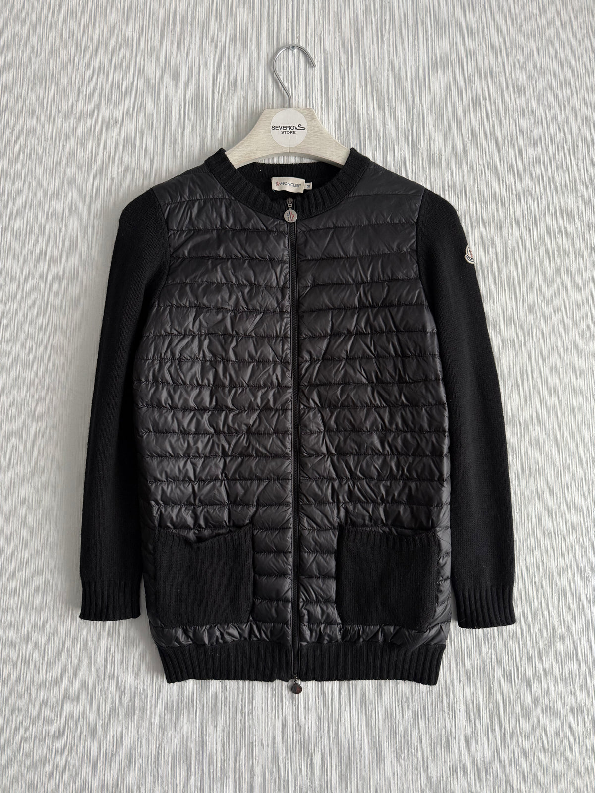 Moncler Maglione Tricot Down Padded Wool Cardigan
