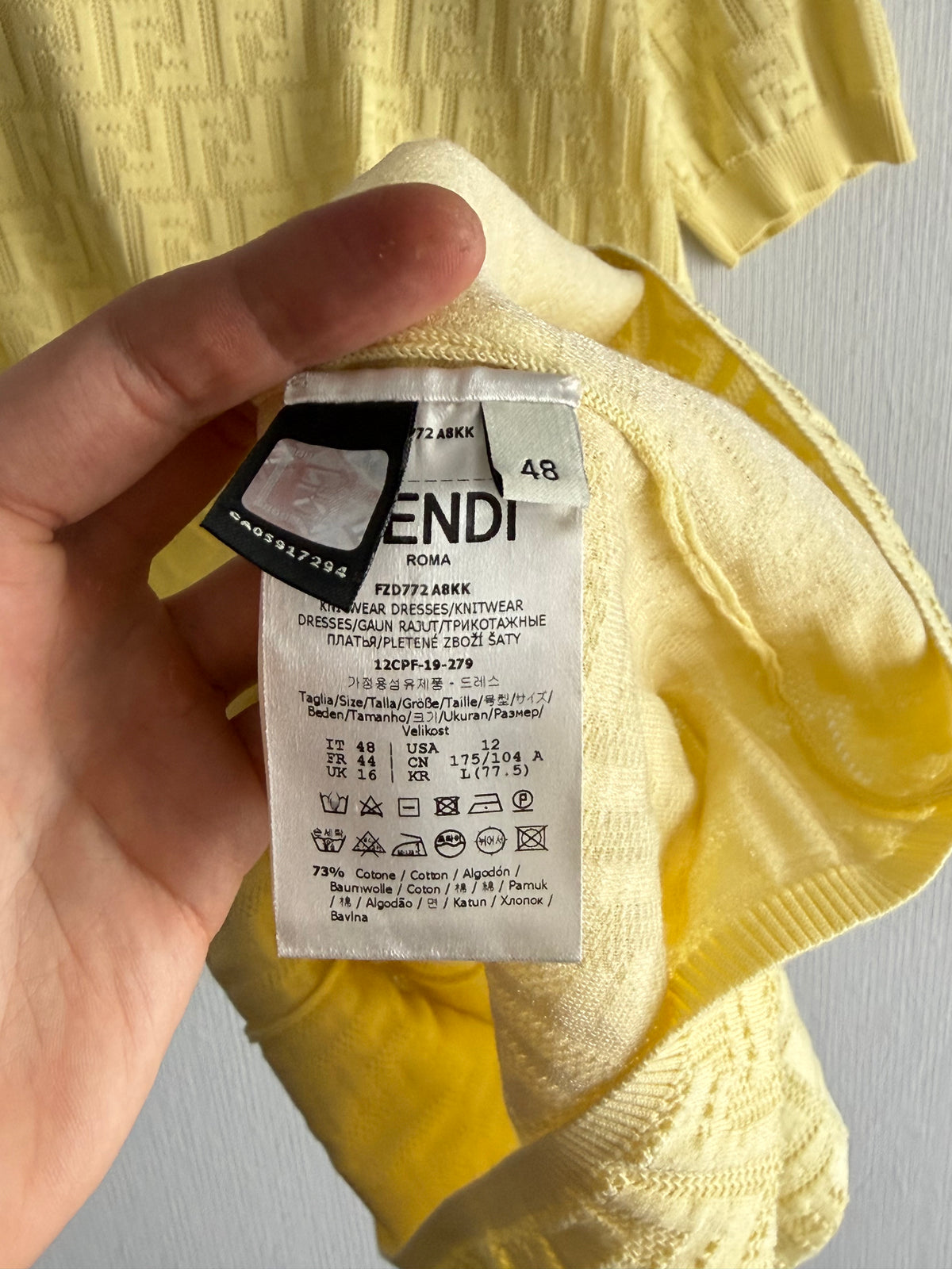 Fendi Yellow Monogram Devore T-shirt Dress