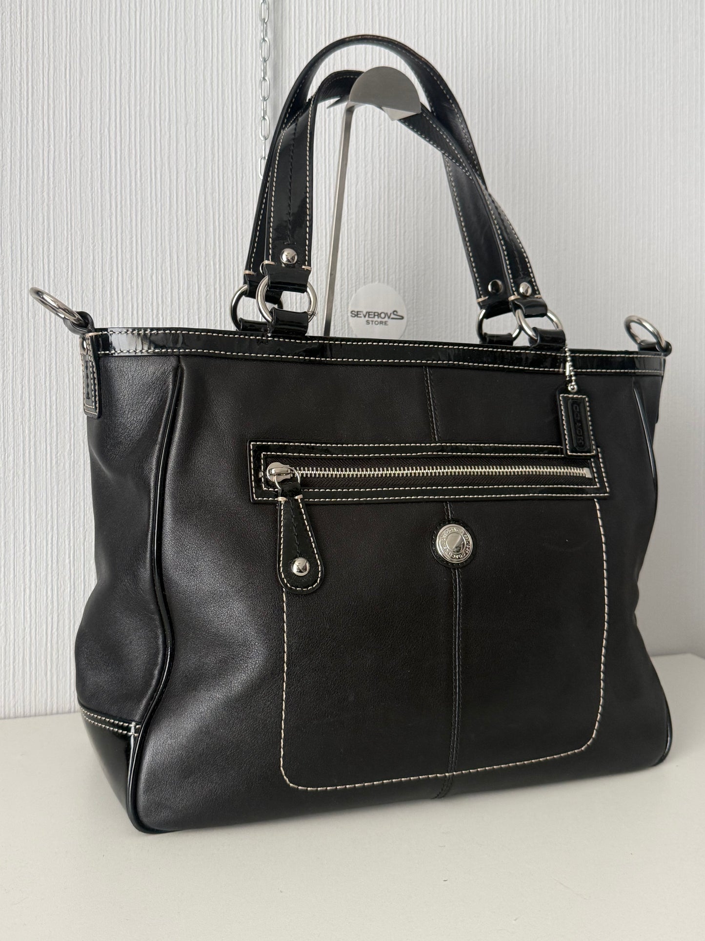 Coack Laura Black Leather Tote Bag