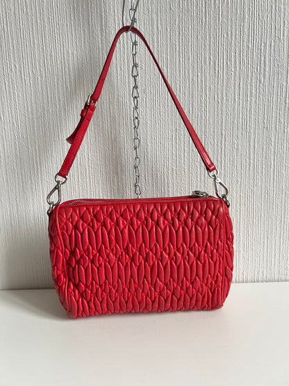 Miu Miu Matelasse Red Leather Shoulder Bag