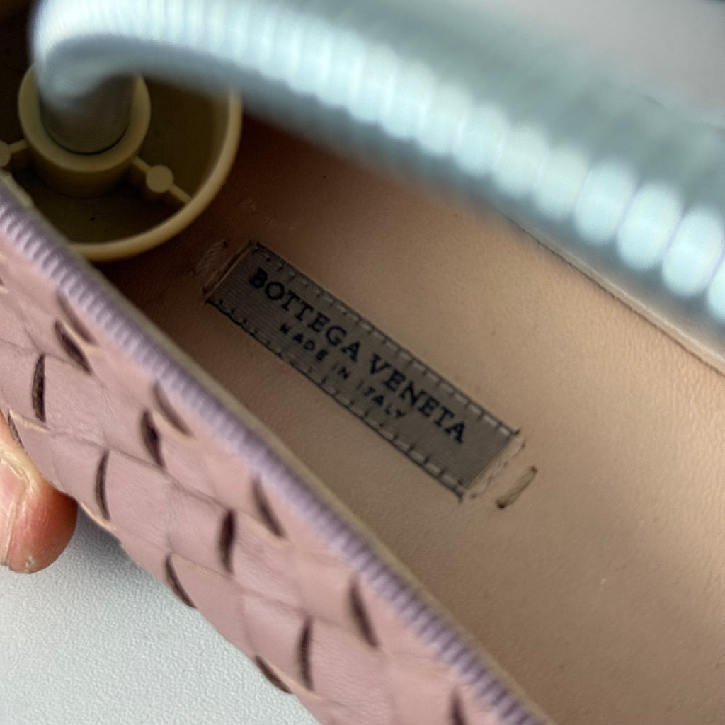Bottega Veneta Pink Intrecciato Leather Loafers