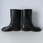 Chanel Quilted Leather & Knit Boots