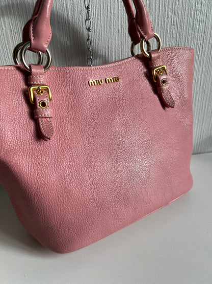 Miu Miu Tote Pink Leather Handbag Bag
