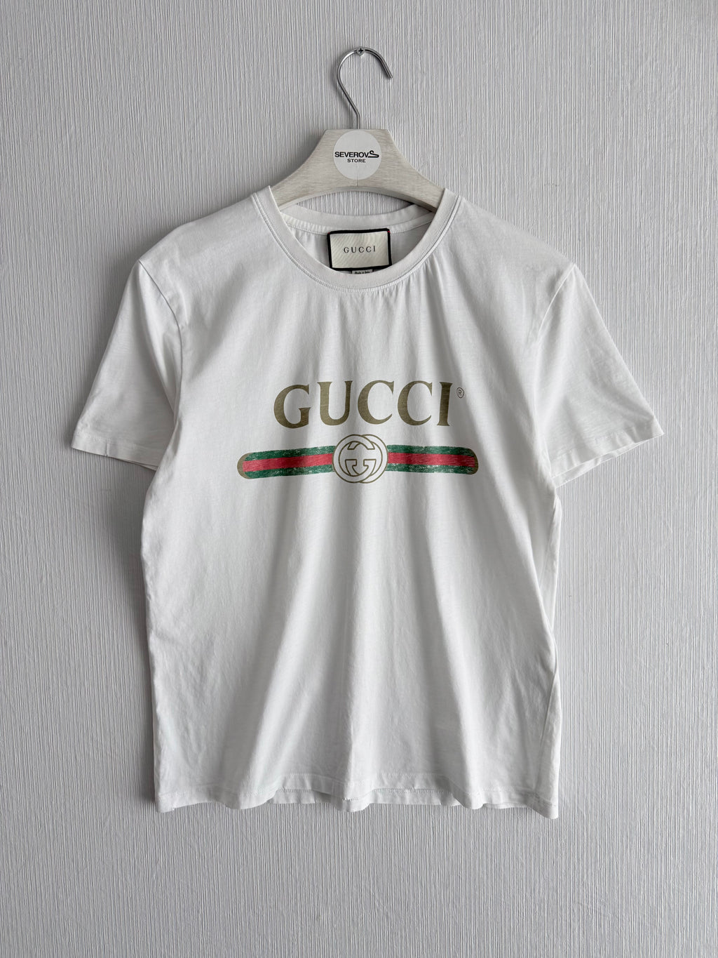 Gucci Logo Distressed White T-shirt