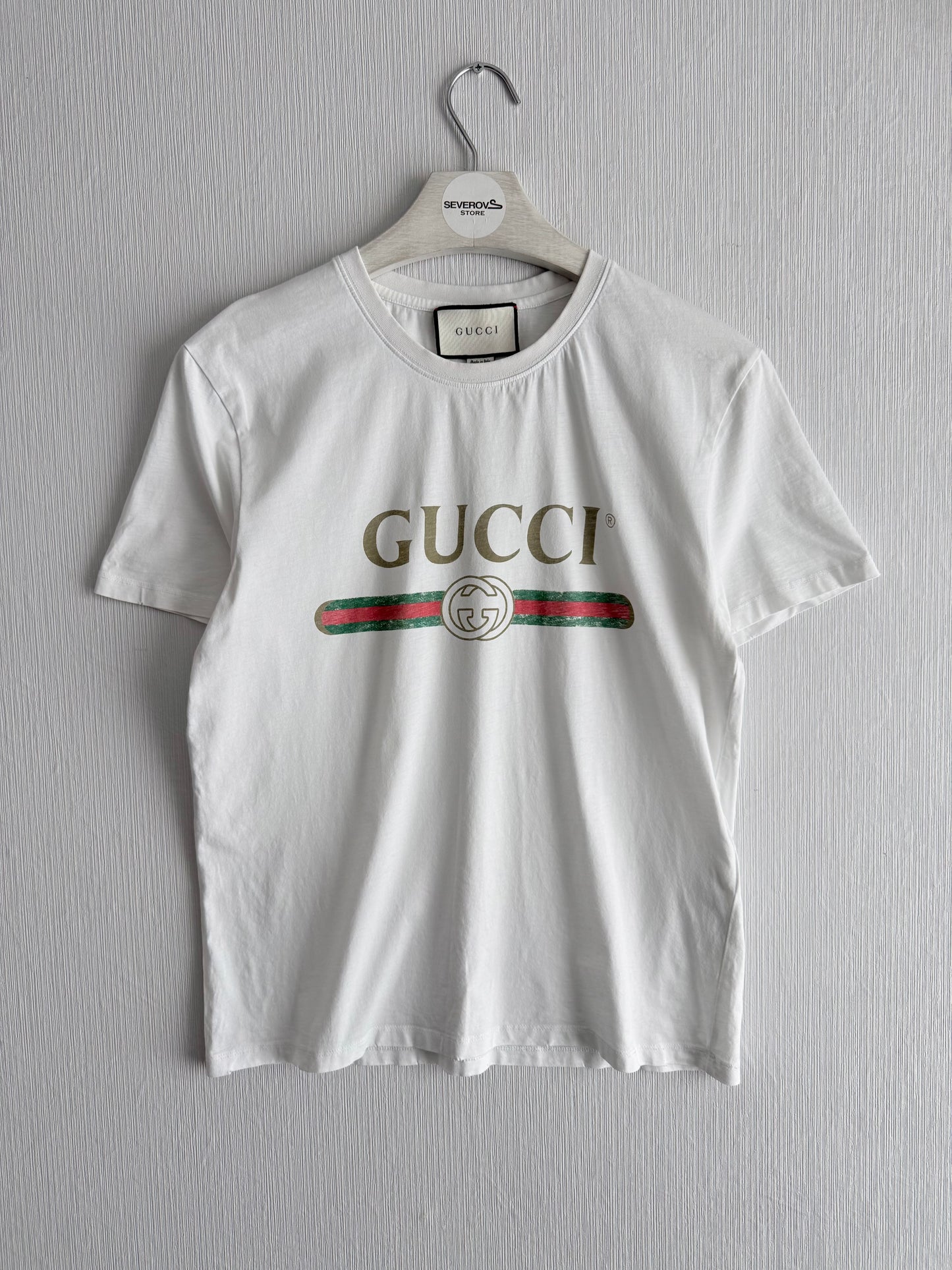 Gucci Logo Distressed White T-shirt