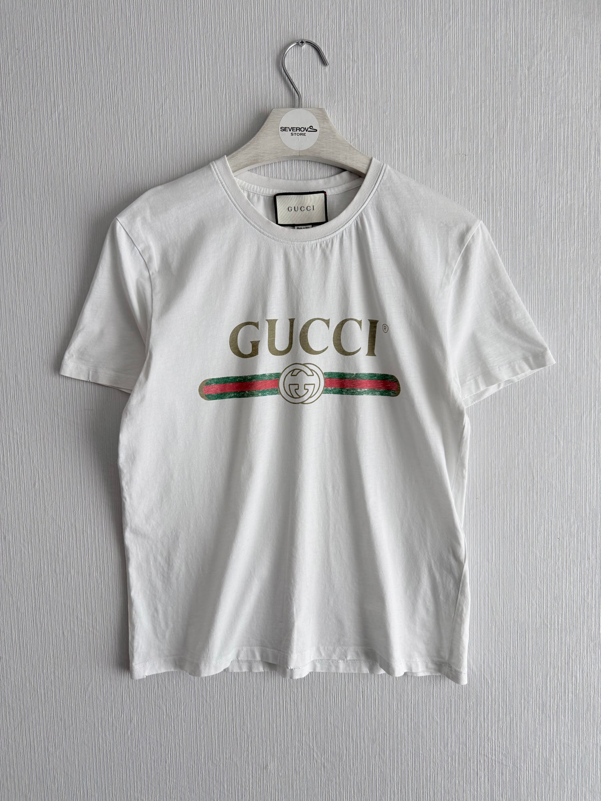 Gucci Logo Distressed White T-shirt