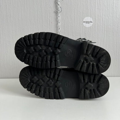 Chanel Quilted Leather & Knit Boots