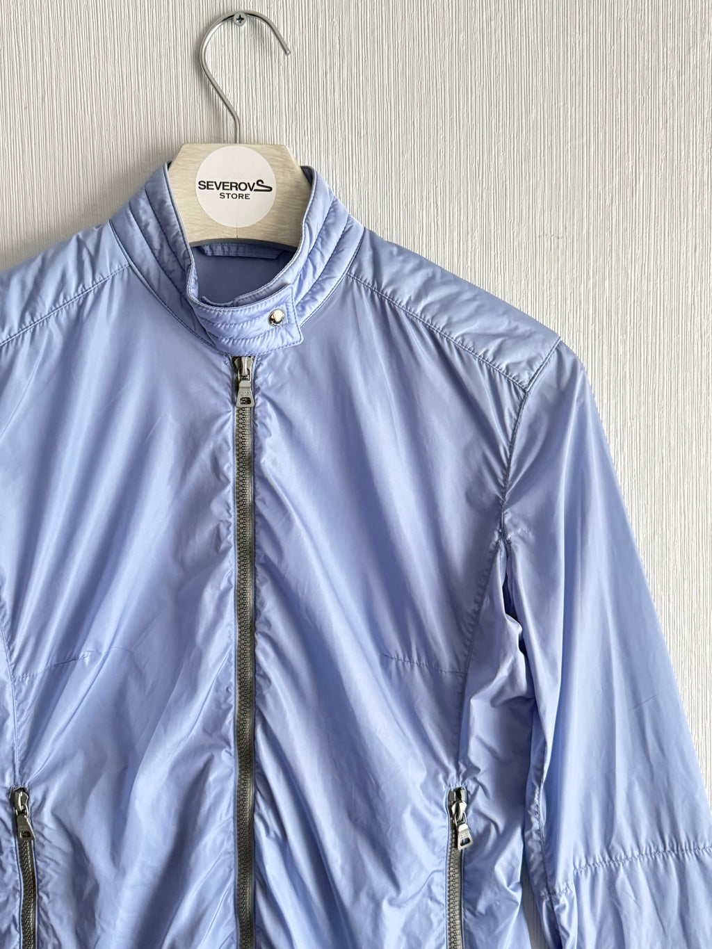 Prada Sport SS00 Nylon Moto Baby Blue Jacket
