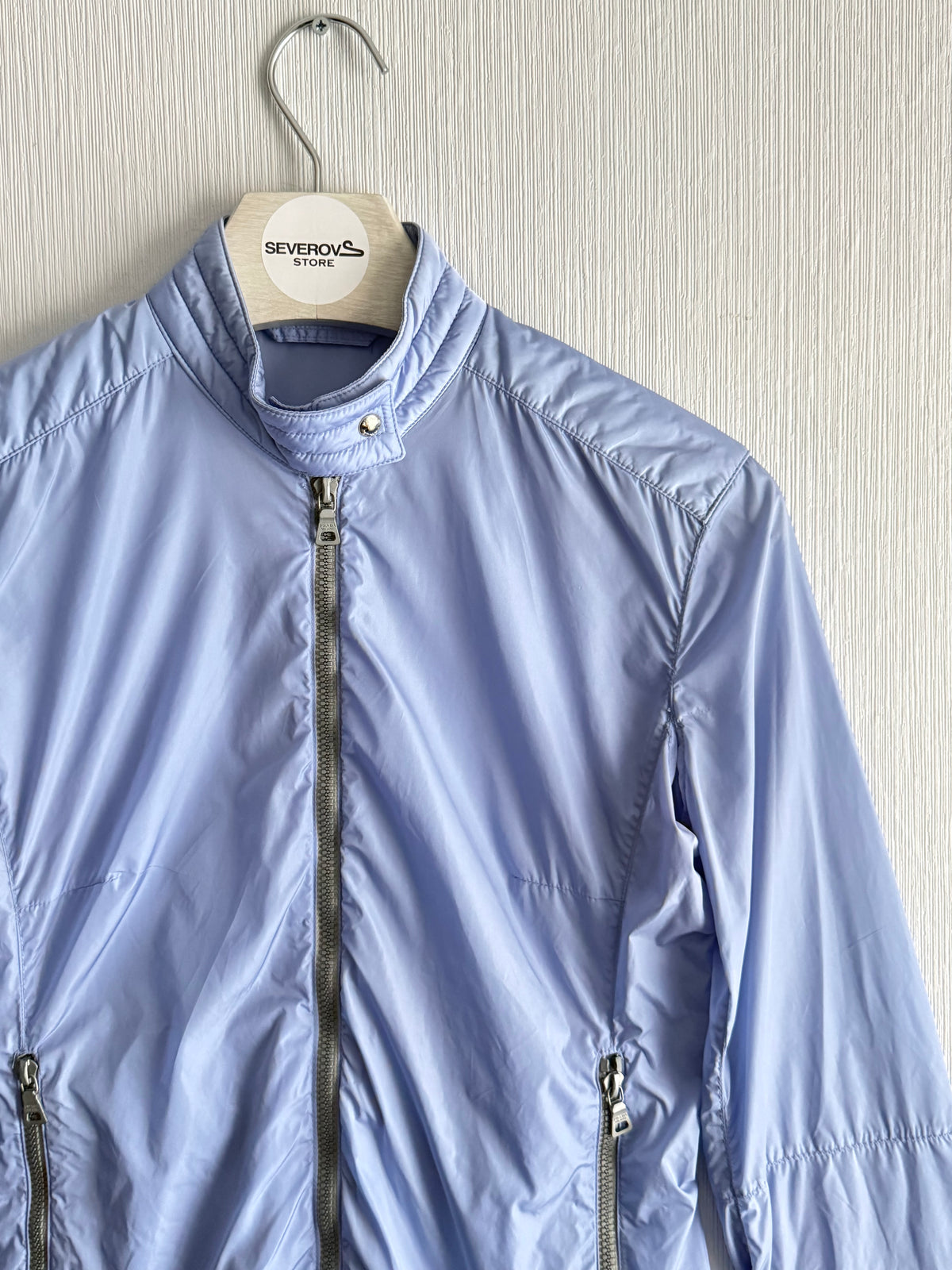 Prada Sport SS00 Nylon Moto Baby Blue Jacket