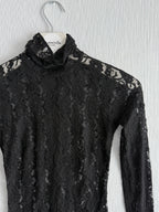 Dolce & Gabbana Black Floral Lace Long Sleeve Dress