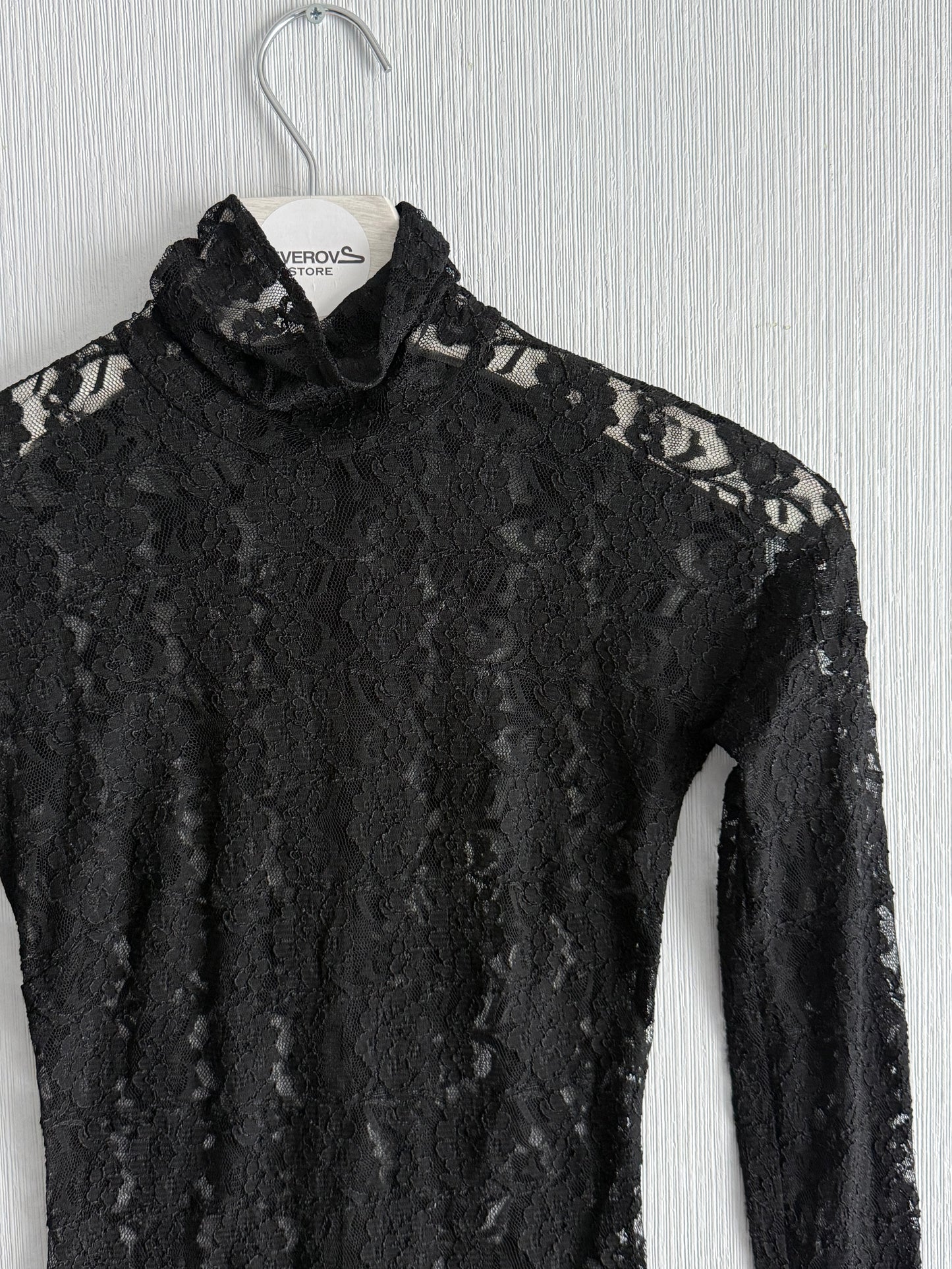 Dolce & Gabbana Black Floral Lace Long Sleeve Dress