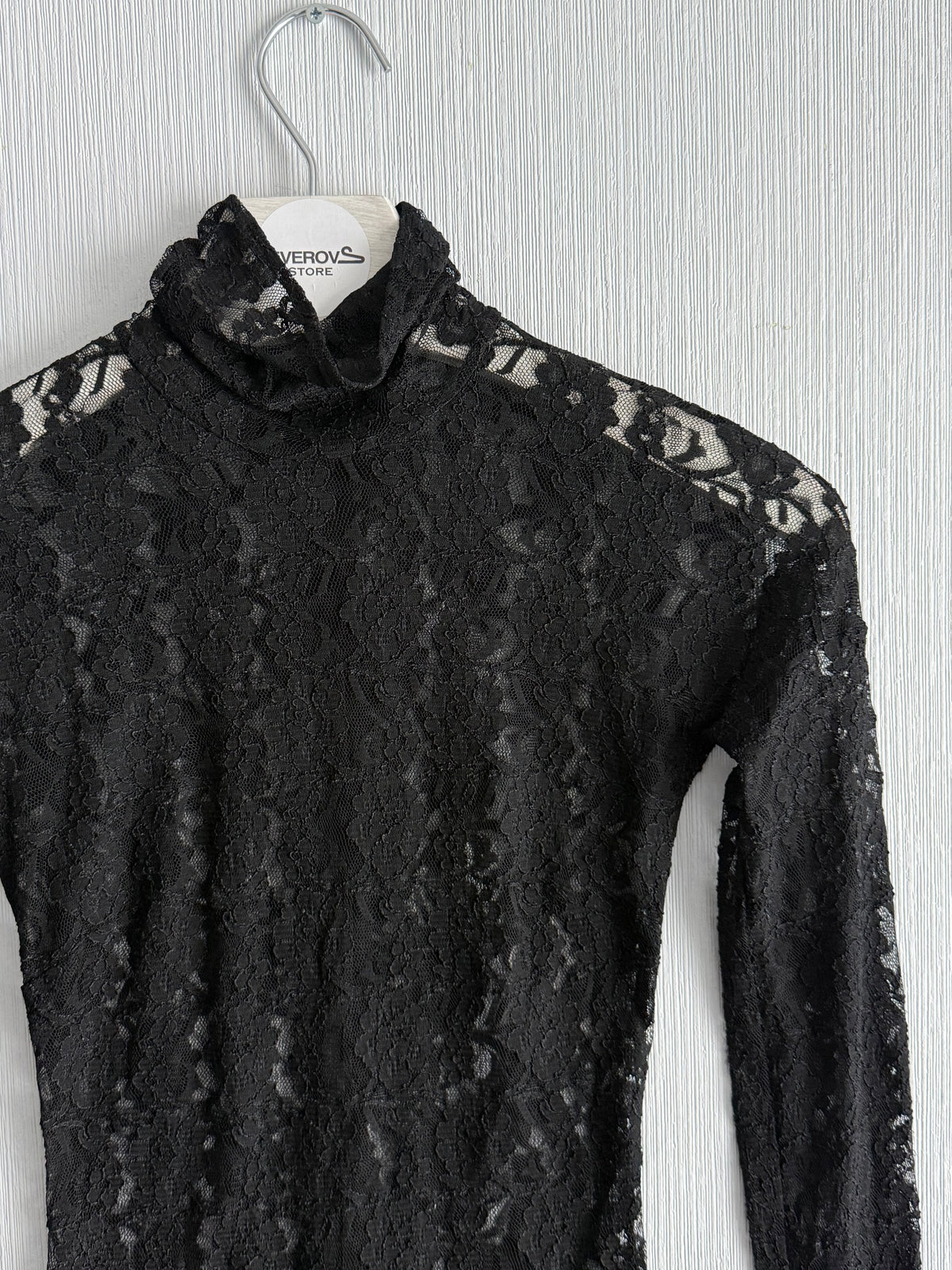 Dolce & Gabbana Black Floral Lace Long Sleeve Dress